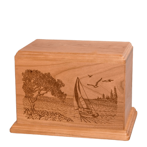 Sail Away Individual Cherry Wood Urn