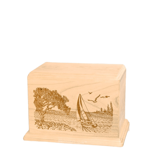 Sail Away Small Maple Wood Urn