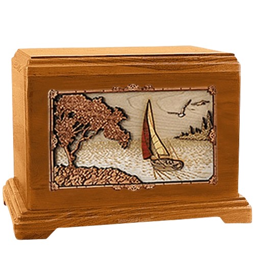 Sailboat Mahogany Hampton Cremation Urn