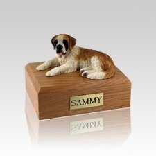 Saint Bernard Laying Small Dog Urn