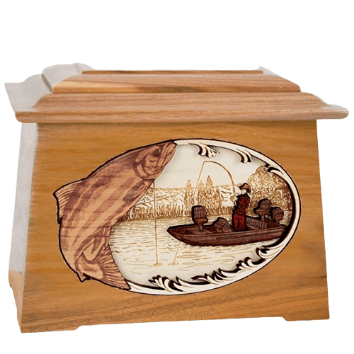 Salmon Fishing Oak Aristocrat Cremation Urn