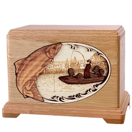 Salmon Fishing Oak Hampton Cremation Urn