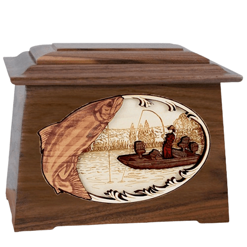 Salmon Fishing Walnut Aristocrat Cremation Urn