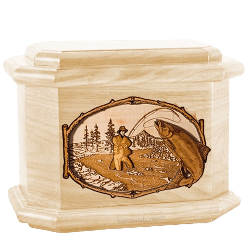 Salmon Stream Maple Octagon Cremation Urn