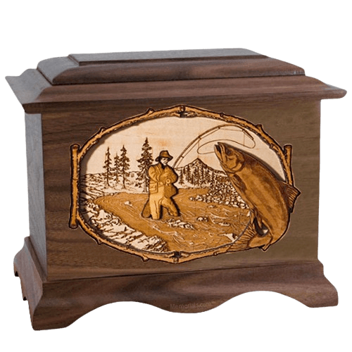 Salmon Stream Walnut Cremation Urn