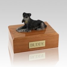 Schnauzer Black & Silver Laying Large Dog Urn