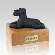 Schnauzer Black Ears Down Laying Dog Urns