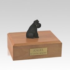 Schnauzer Black Ears Down Sitting Medium Dog Urn