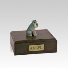 Schnauzer Gray Ears Down Sitting Small Dog Urn