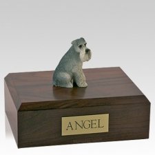 Schnauzer Gray Ears Down Sitting Dog Urns