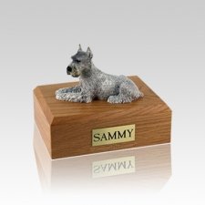 Schnauzer Silver Ears Up Small Dog Urn