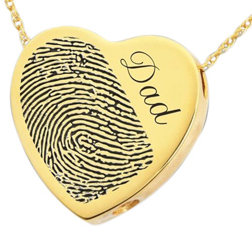 Script Heart 14k Gold Cremation Print Keepsake