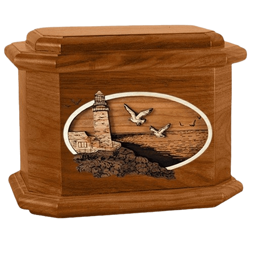 Sea Coast Mahogany Octagon Cremation Urn