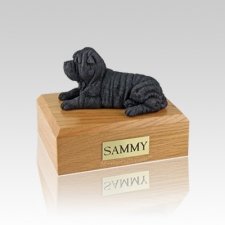 Shar Pei Black Laying Small Dog Urn