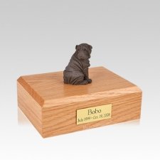 Shar Pei Chocolate Sitting Medium Dog Urn