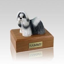 Shih Tzu Black & White Standing Small Dog Urn