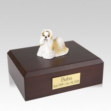 Shih Tzu Gold & White Standing Large Dog Urn