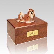 Shih Tzu Red & White Large Dog Urn