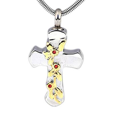 Silver & Gold Cross Ash Necklace