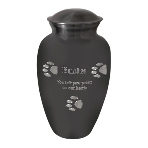 Silver Paw Print Large Cremation Urn