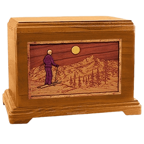 Skiing Mahogany Hampton Cremation Urn