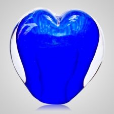 Sky Blue Cremation Ash Glass Heart