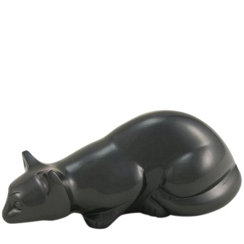 Slate Pouncing Cat Cremation Urn