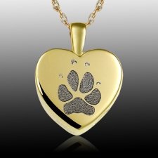 Small Heart Paw 14k Gold Print Cremation Keepsake