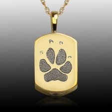 Small Paw 14k Gold Tag Print Cremation Keepsake