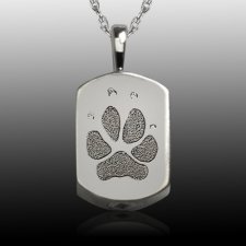 Small Paw 14k White Gold Tag Print Cremation Keepsake