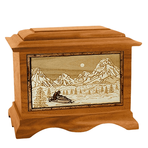 Snowmobile Mahogany Cremation Urn