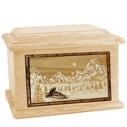 Snowmobile Maple Memory Chest Cremation Urn