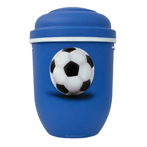 Soccer Biodegradable Urn in Blue