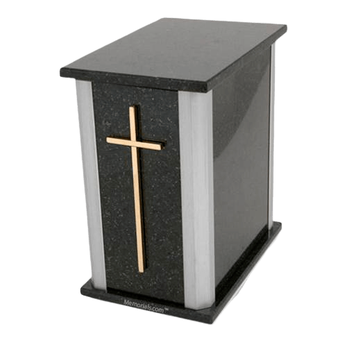 Solitude Silver Cambrian Black Granite Urn