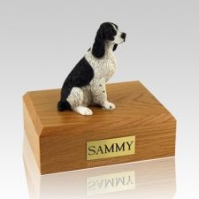 Springer Spaniel Black & White Sitting Dog Urns