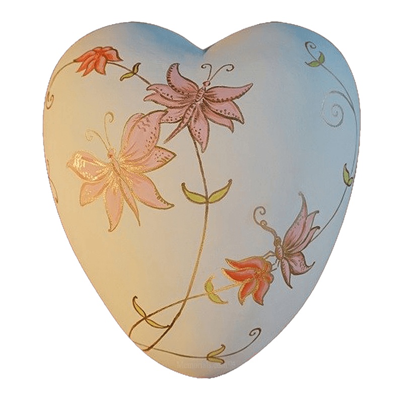 Springtime Ceramic Heart Urn