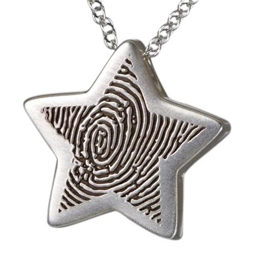 Star 14k White Gold Cremation Print Keepsake