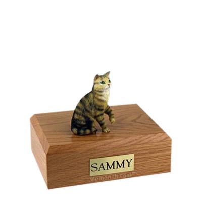 Tabby Brown Sitting Small Cat Cremation Urn