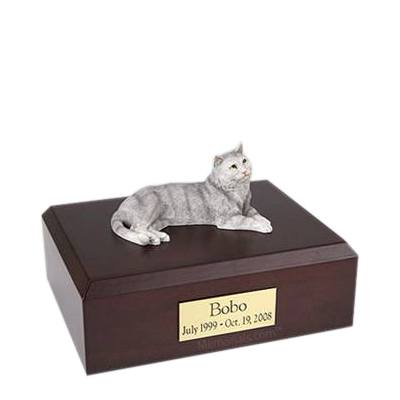Tabby Gray Medium Cat Cremation Urn