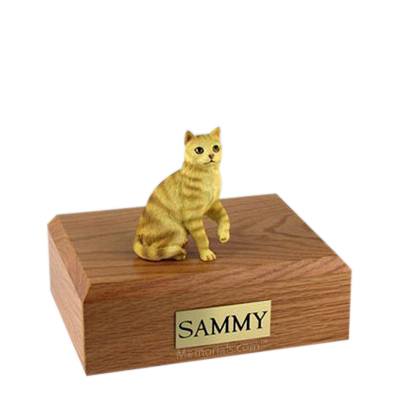 Tabby Red Sitting Medium Cat Cremation Urn
