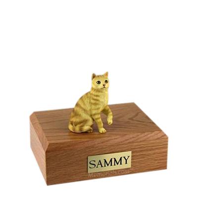 Tabby Red Sitting Small Cat Cremation Urn