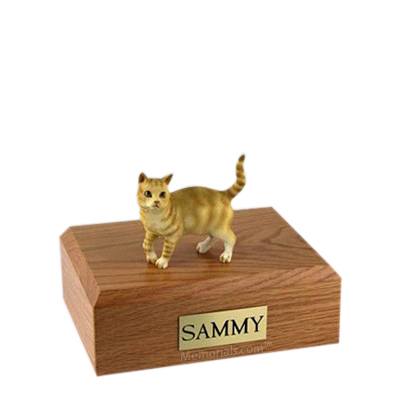 Tabby Red Standing Small Cat Cremation Urn