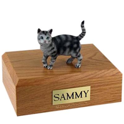 Tabby Silver Standing X Large Cat Cremation Urn