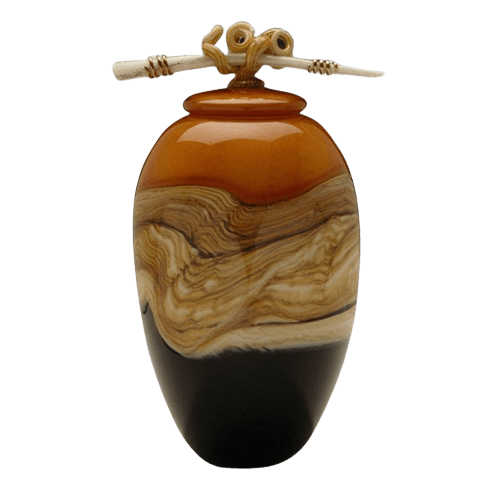 Tangerine Strata Art Petite Cremation Urn