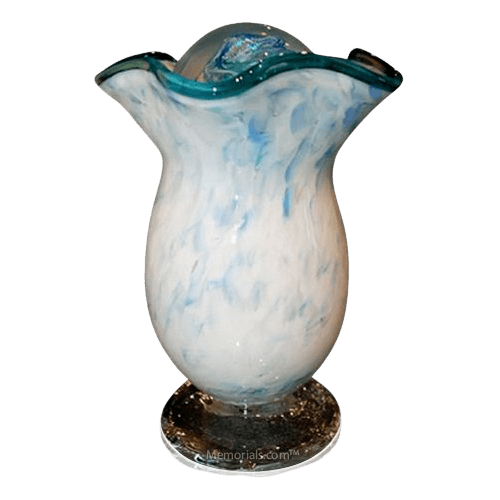 Teal Cloud Glass Companion Cremation Urn