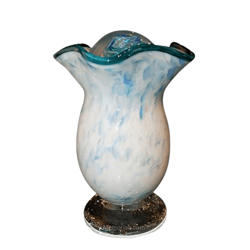 Teal Cloud Glass Cremation Urn