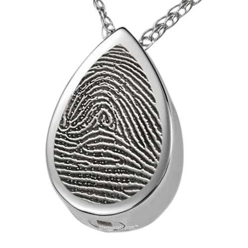 Tear 14k White Gold Cremation Print Keepsake