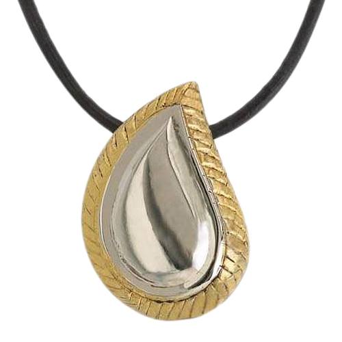 Teardrop Gold & Silver Cremation Pendant