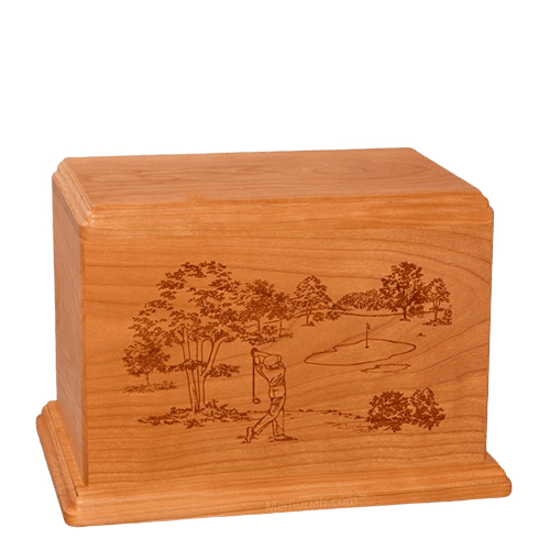 Tee Time Individual Mahogany Wood Urn