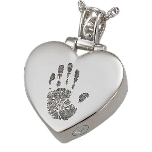 Tender Heart Sterling Cremation Print Keepsake